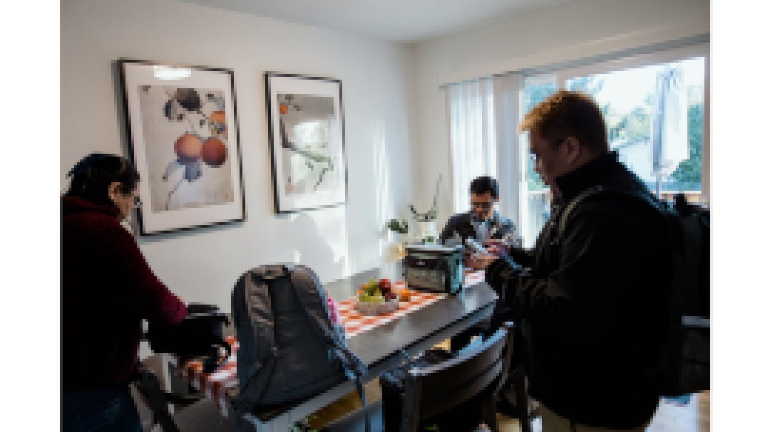 Three teachers get ready for work