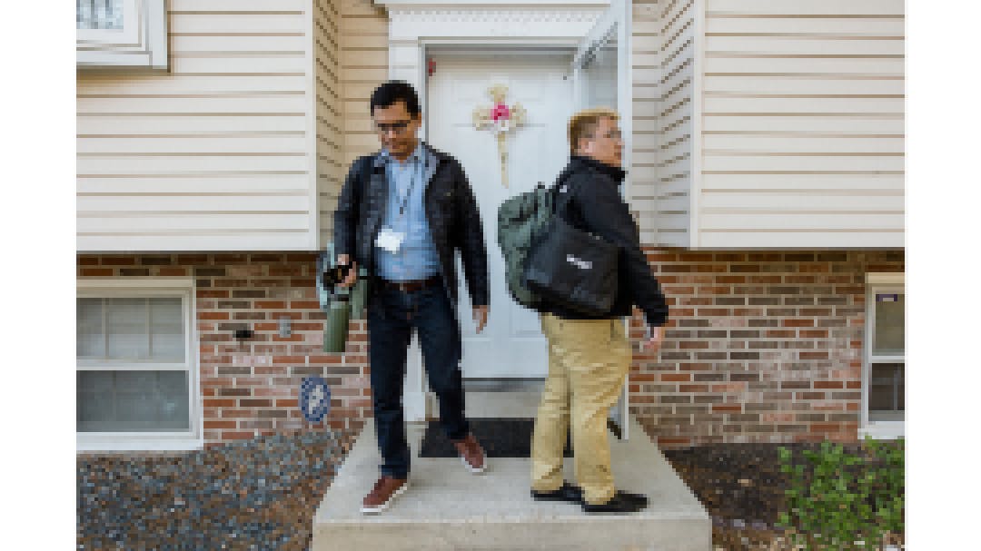 Two teachers leaving for work